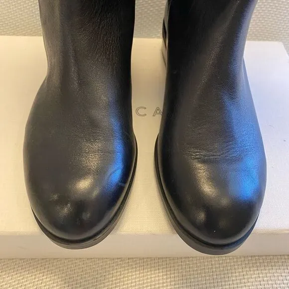 NWOT sole society tall knee-high black leather boots low heel 5.5 calypso