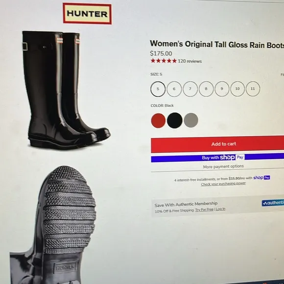 NWOT Women’s Hunter Tall Gloss Rain Boots 10 Wellies &amp; Tall Boot Socks Black