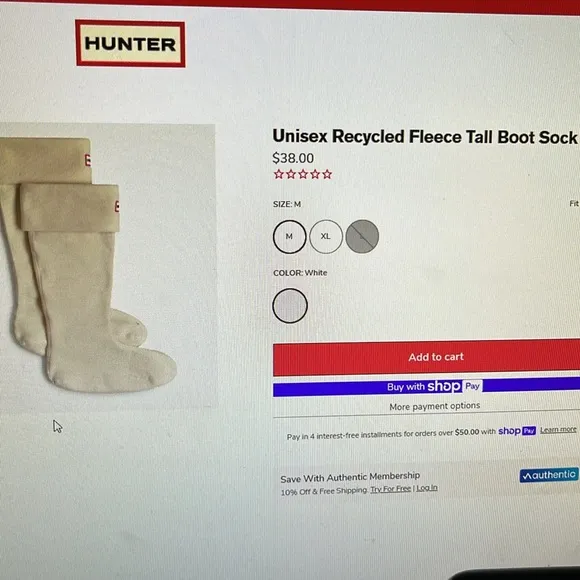 NWOT Women’s Hunter Tall Gloss Rain Boots 10 Wellies &amp; Tall Boot Socks Black