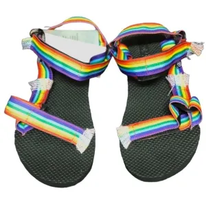 NWT Arizona Love Trekky Woven Rainbow Stripe Sandals Size 42 12