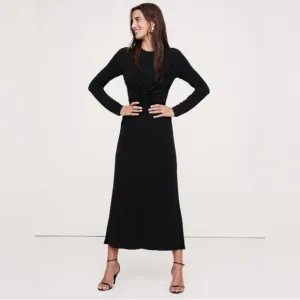 NWT! BANANA REPUBLIC WOMENS BLACK JERSEY KNIT TWIST-FRONT MAXI DRESS⭐️