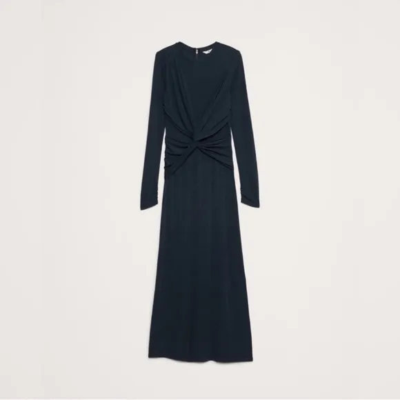 NWT! BANANA REPUBLIC WOMENS BLACK JERSEY KNIT TWIST-FRONT MAXI DRESS⭐️