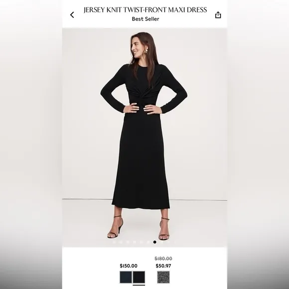 NWT! BANANA REPUBLIC WOMENS NAVY JERSEY KNIT TWIST-FRONT MAXI DRESS⭐️