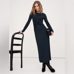 NWT! BANANA REPUBLIC WOMENS NAVY JERSEY KNIT TWIST-FRONT MAXI DRESS⭐️