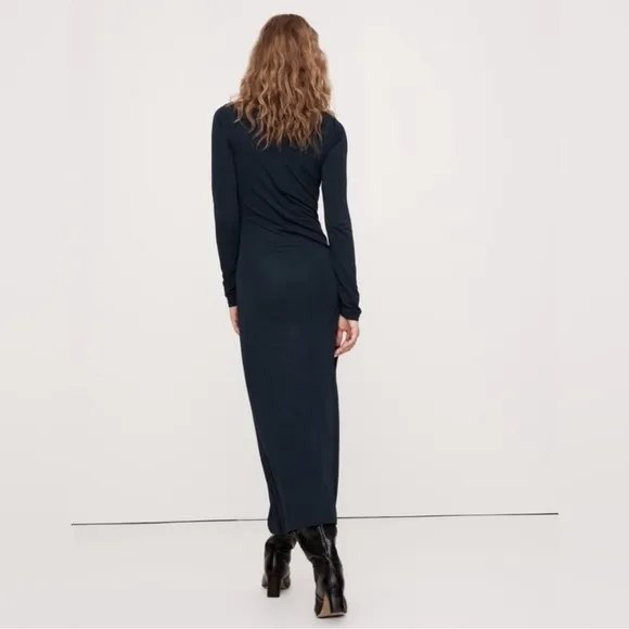 NWT! BANANA REPUBLIC WOMENS NAVY JERSEY KNIT TWIST-FRONT MAXI DRESS⭐️