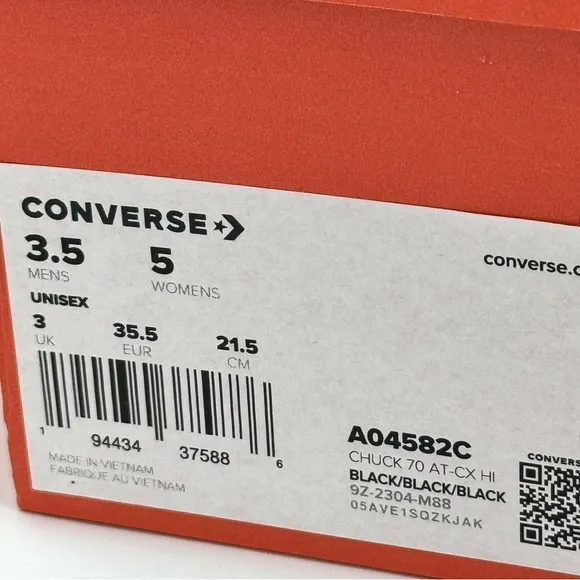 NWT Converse Chuck 70 At-CX Hi All Black Platform High Tops Triple Black Unisex