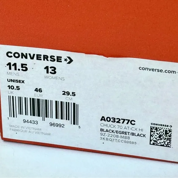 NWT Converse Chuck 70 AT CX Hi Platform high top Chuck Taylor sneaker black