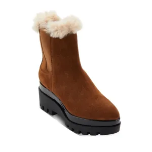 NWT DKNY Womens Latte Brown BAX Suede Platform Bootie Shoe Size 6.5M