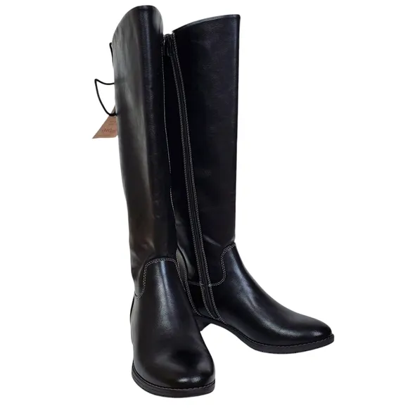 NWT Eurosoft sofft Wenda riding knee boots black adjustable shaft faux leather