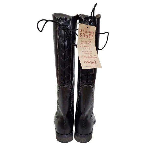 NWT Eurosoft sofft Wenda riding knee boots black adjustable shaft faux leather