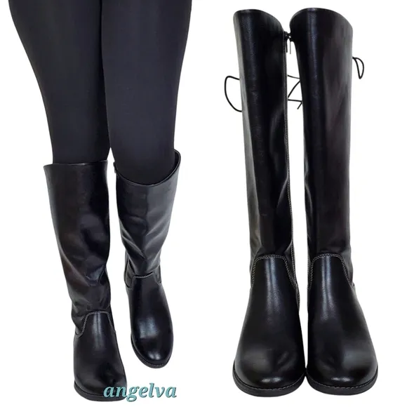 NWT Eurosoft sofft Wenda riding knee boots black adjustable shaft faux leather