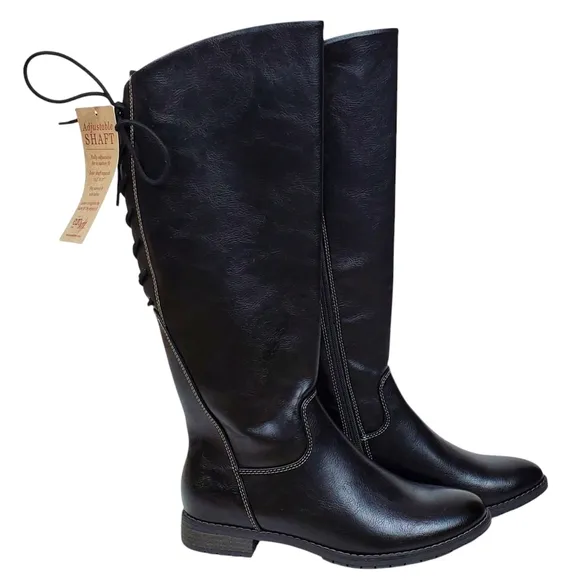 NWT Eurosoft sofft Wenda riding knee boots black adjustable shaft faux leather