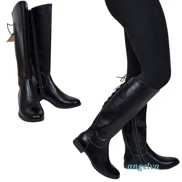 NWT Eurosoft sofft Wenda riding knee boots black adjustable shaft faux leather