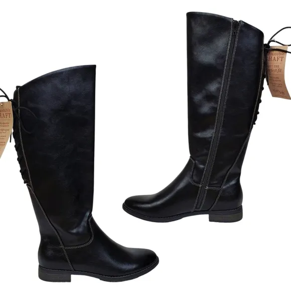 NWT Eurosoft sofft Wenda riding knee boots black adjustable shaft faux leather