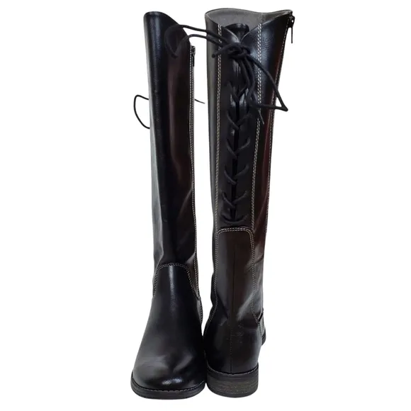 NWT Eurosoft sofft Wenda riding knee boots black adjustable shaft faux leather