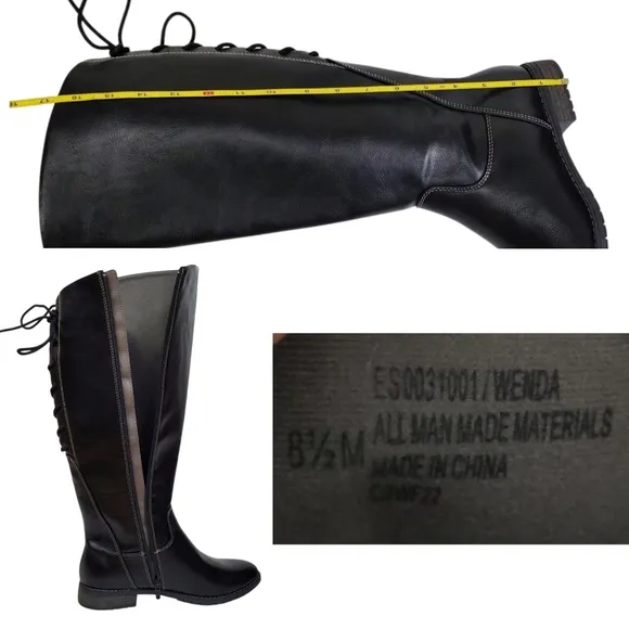 NWT Eurosoft sofft Wenda riding knee boots black adjustable shaft faux leather