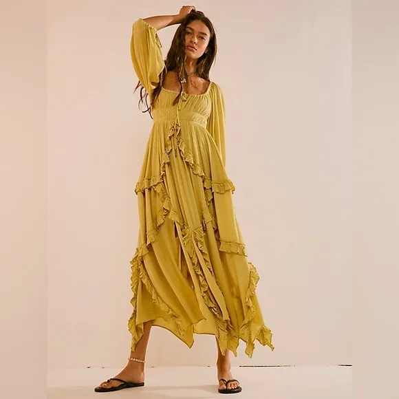 NWT Free People In Your Dreams Maxi Dress Dried Moss