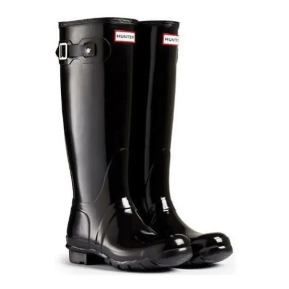 NWT Hunter Black Original Tall Gloss Rain Boots Size 7