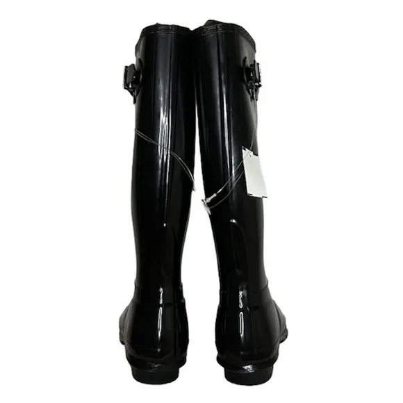 NWT Hunter Black Original Tall Gloss Rain Boots Size 7