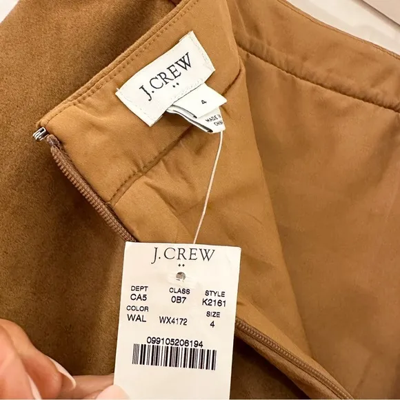 NWT J. Crew Caramel Faux Suede Ruffle Mini Skirt sz 4