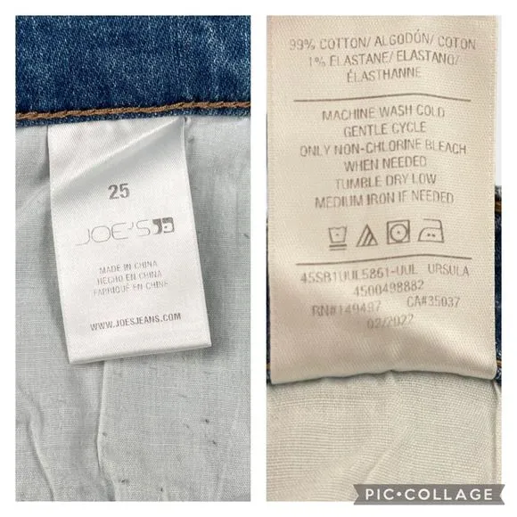 NWT Joe's Jeans Blue Ursula Boyfriend Crop Jeans Women's Size 25