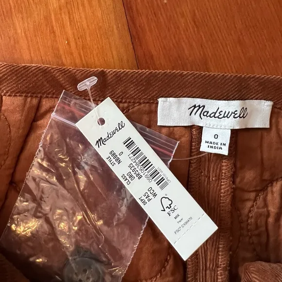 NWT - Madewell Corduroy Quilted Mini Skirt - Size 0