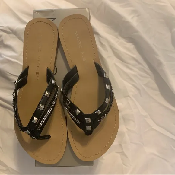 NWT Marc Fisher Stud and Chain Embellished Sandals