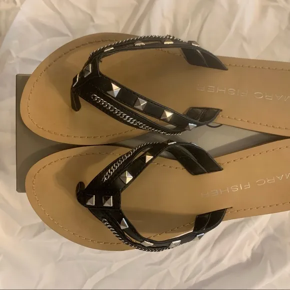 NWT Marc Fisher Stud and Chain Embellished Sandals