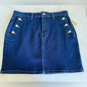 NWT Michael Kors Dark Blue Stretch Denim Mini Skirt.  Size 12