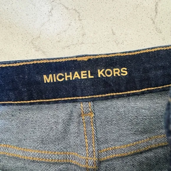 NWT Michael Kors Dark Blue Stretch Denim Mini Skirt.  Size 12