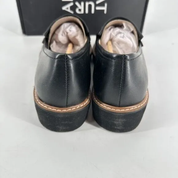 NWT Naturalizer Women's Leather Adiline Slip-on Platform Loafer Shoes Black Size