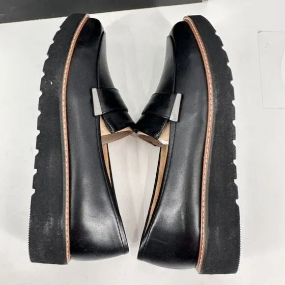 NWT Naturalizer Women's Leather Adiline Slip-on Platform Loafer Shoes Black Size