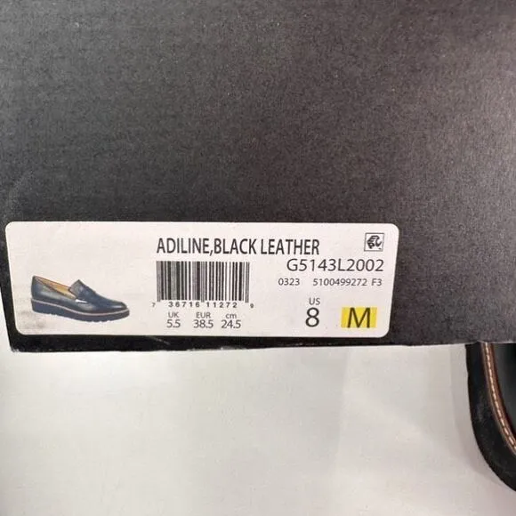NWT Naturalizer Women's Leather Adiline Slip-on Platform Loafer Shoes Black Size