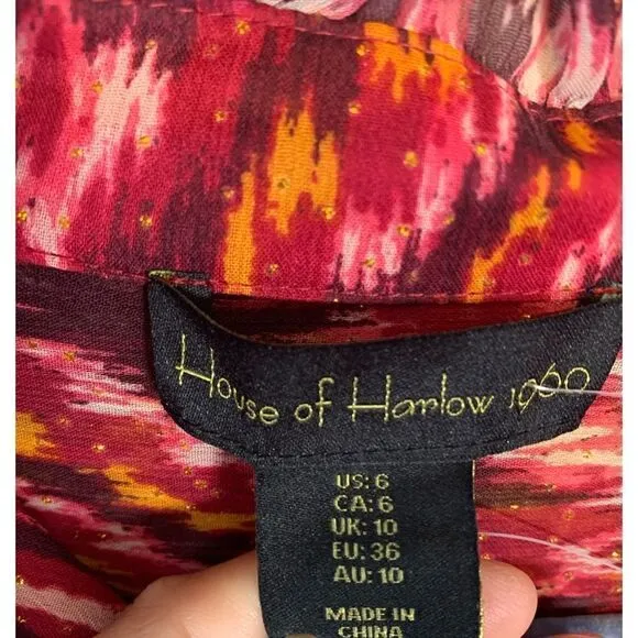 NWT Revolve House of Harlow 1960 Blouson gold fleck mini Boho Dress size 6