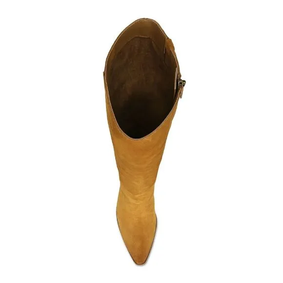 NWT SAM EDELMAN Womens Chestnut Brown Annabel Almond Leather Heeled Boots 10 M