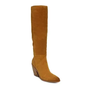 NWT SAM EDELMAN Womens Chestnut Brown Annabel Almond Leather Heeled Boots 10 M