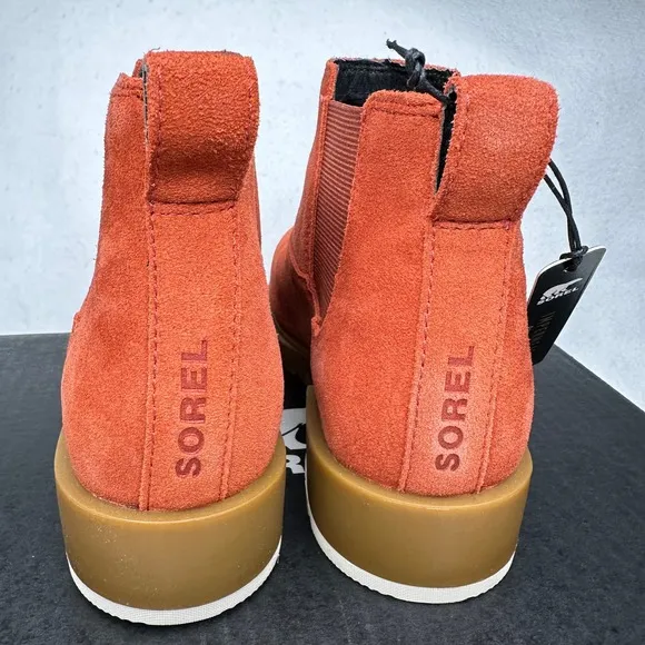 NWT Sorel Emelie II Chelsea Boots Warp Red Suede Leather Ankle Bootie Size 7.5