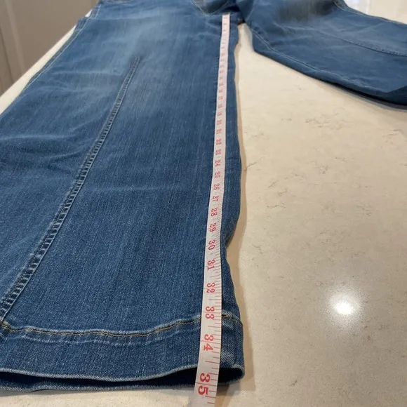 NWT Spanx Womens Jeans  Large EveryWear Seamed Front Wide Leg High Rise Tall