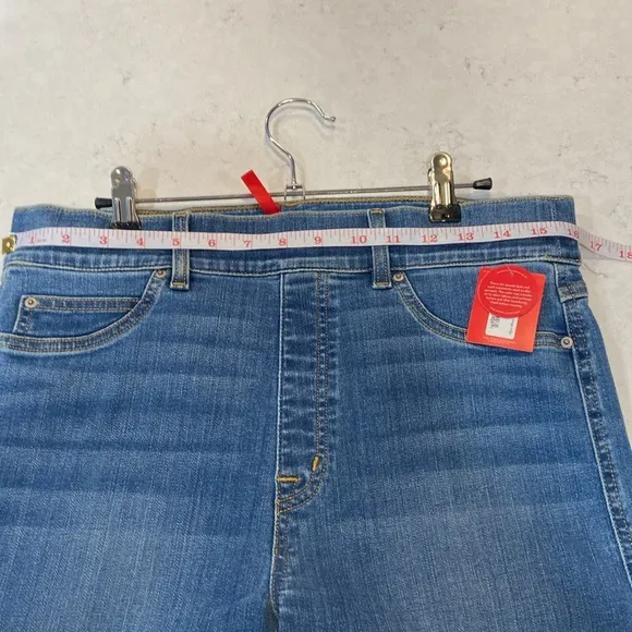 NWT Spanx Womens Jeans  Large EveryWear Seamed Front Wide Leg High Rise Tall