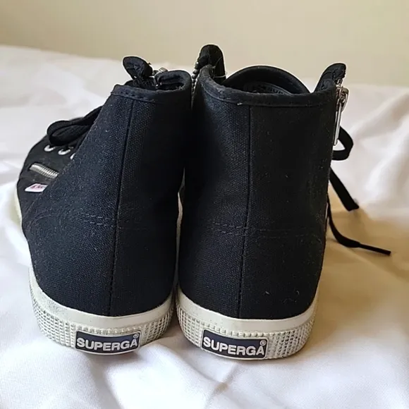 NWT SUPERGA Classic Canvas Black &amp; White Hightop Casual Sneakers Shoes Unisex