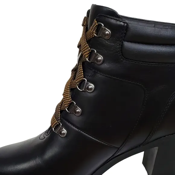 NWT Timberland allington 5 in leather block heel lace up boots black casual