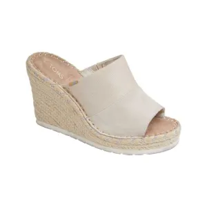 NWT TOMS Womens Beige Mule 1&quot; Platform Monica Wedge  Espadrille Shoes 9.5