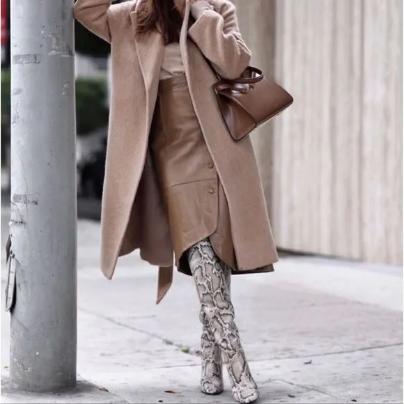 NWT ZARA BOOTS SNAKE PRINT INNER PLATFORM LEATHER HEELED KNEE HIGH BOOTS