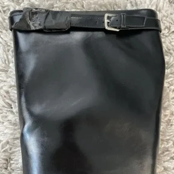 NWT Zara Low Heel Tall Boots With Buckles Black Bloggers Style Size 9 or EU 40