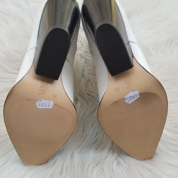 NWT Zara White Cowboy Ankle Boots