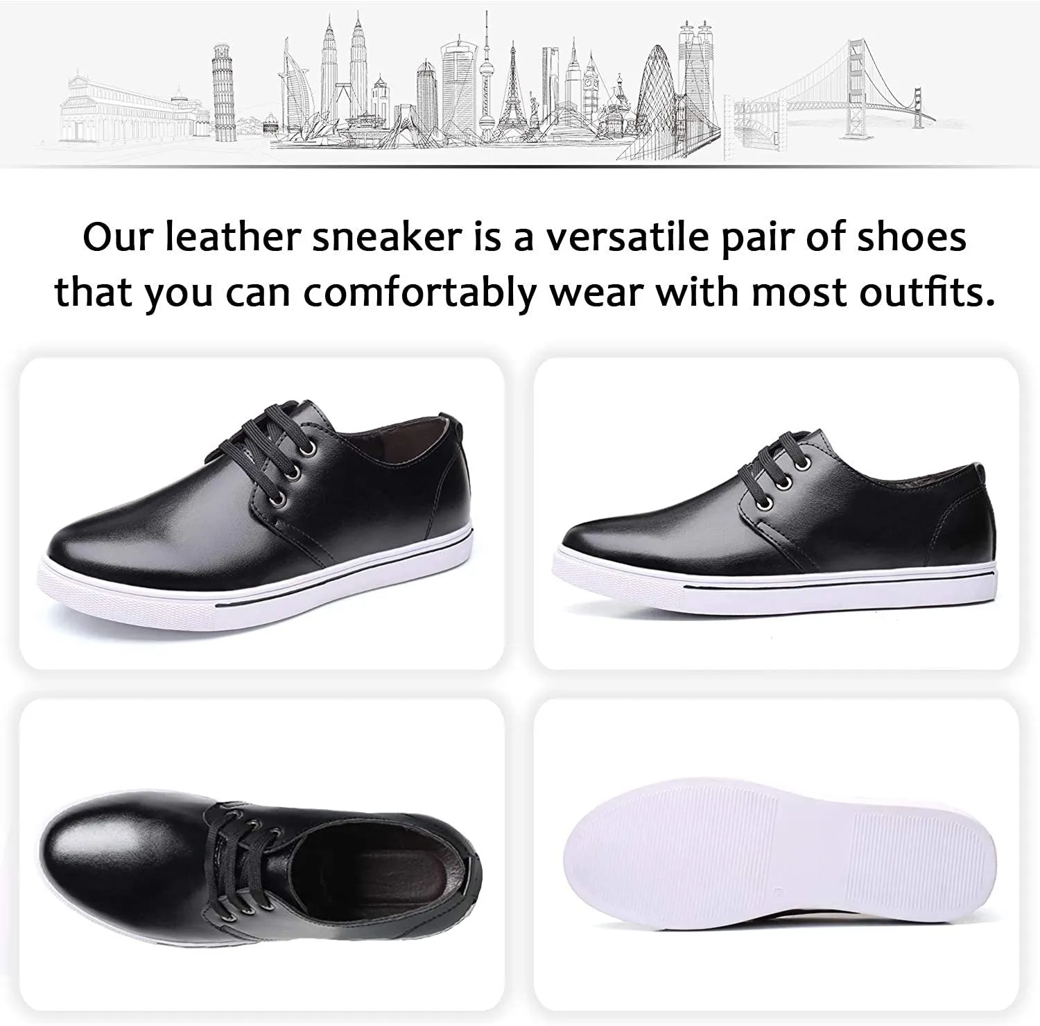 NXY Men's Leather Lace-up Sneaker Casual Shoes