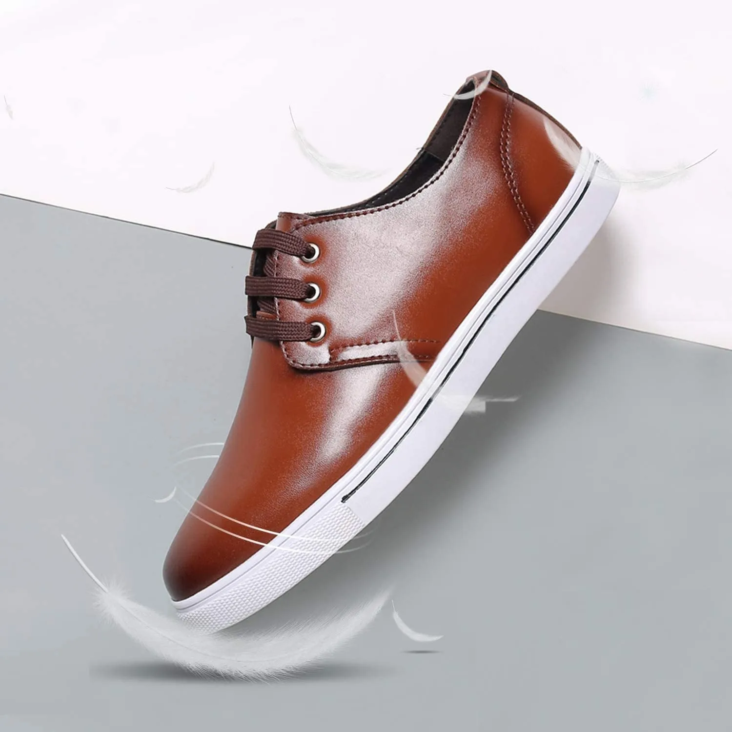 NXY Men's Leather Lace-up Sneaker Casual Shoes