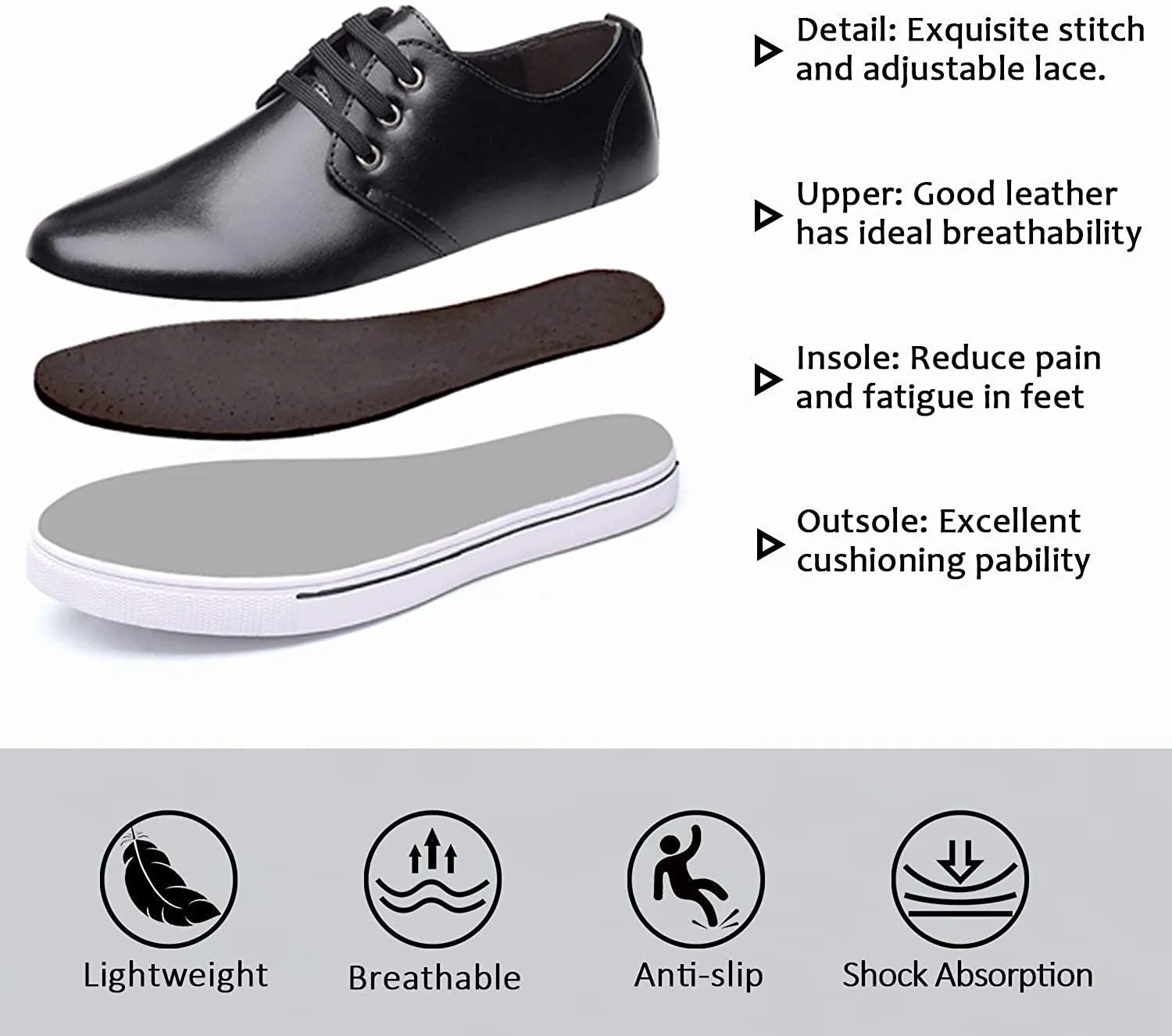 NXY Men's Leather Lace-up Sneaker Casual Shoes