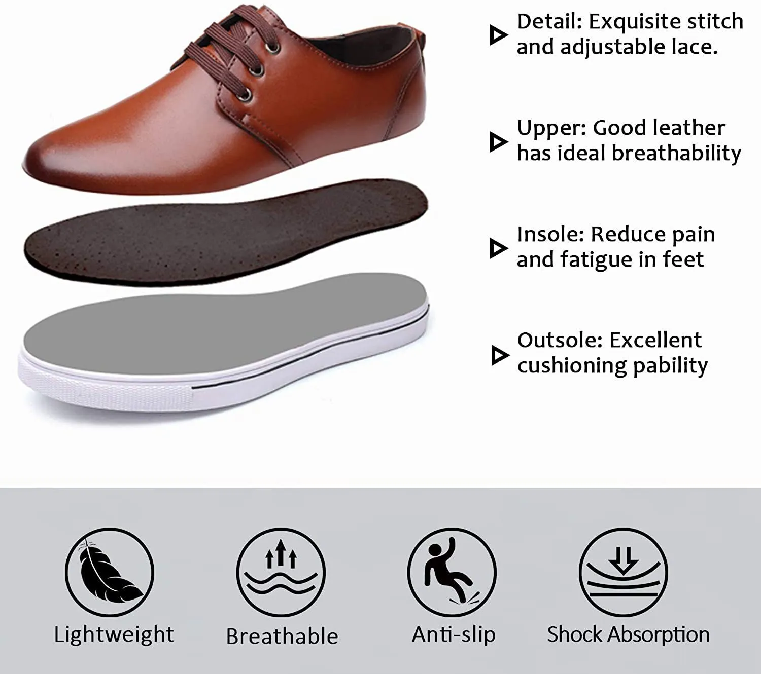 NXY Men's Leather Lace-up Sneaker Casual Shoes