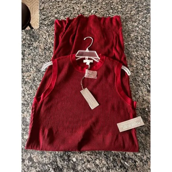 NY&amp;C Women's XL maroon Ribbed Knit Sleeveless Midi Dress Casual NWT